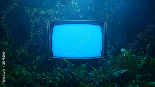Underwater tv display ocean depths surreal art lush environment abstract viewpoint concept of isolation