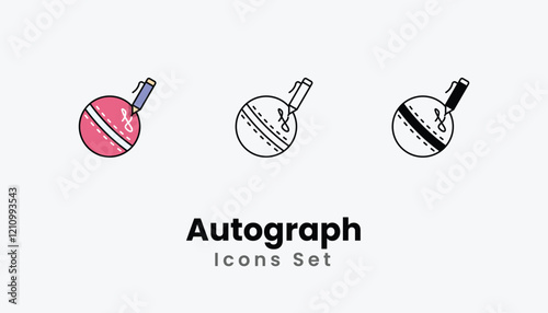 Autograph Icons thin line and glyph vector icon stock illustration
