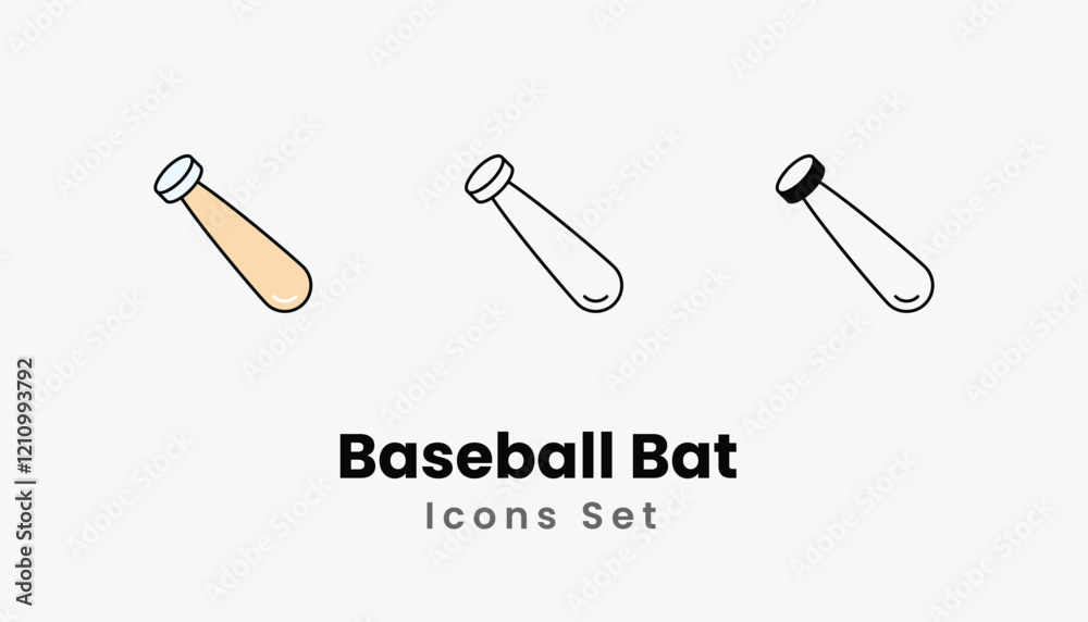 Baseball Bat Icons thin line and glyph vector icon stock illustration Baseball Bat Icons thin line and glyph vector icon stock illustration