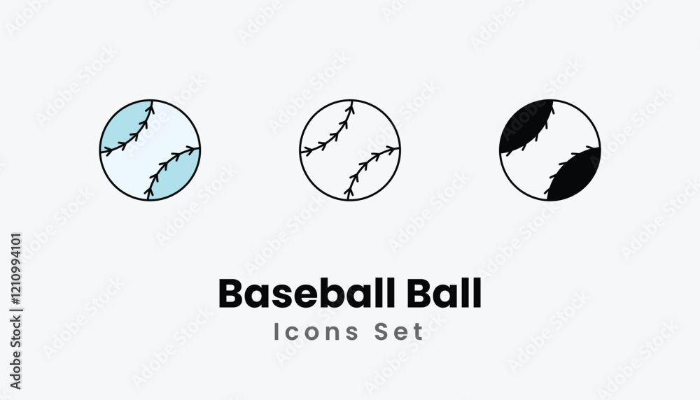 Baseball Ball Icons thin line and glyph vector icon stock illustration Baseball Ball Icons thin line and glyph vector icon stock illustration