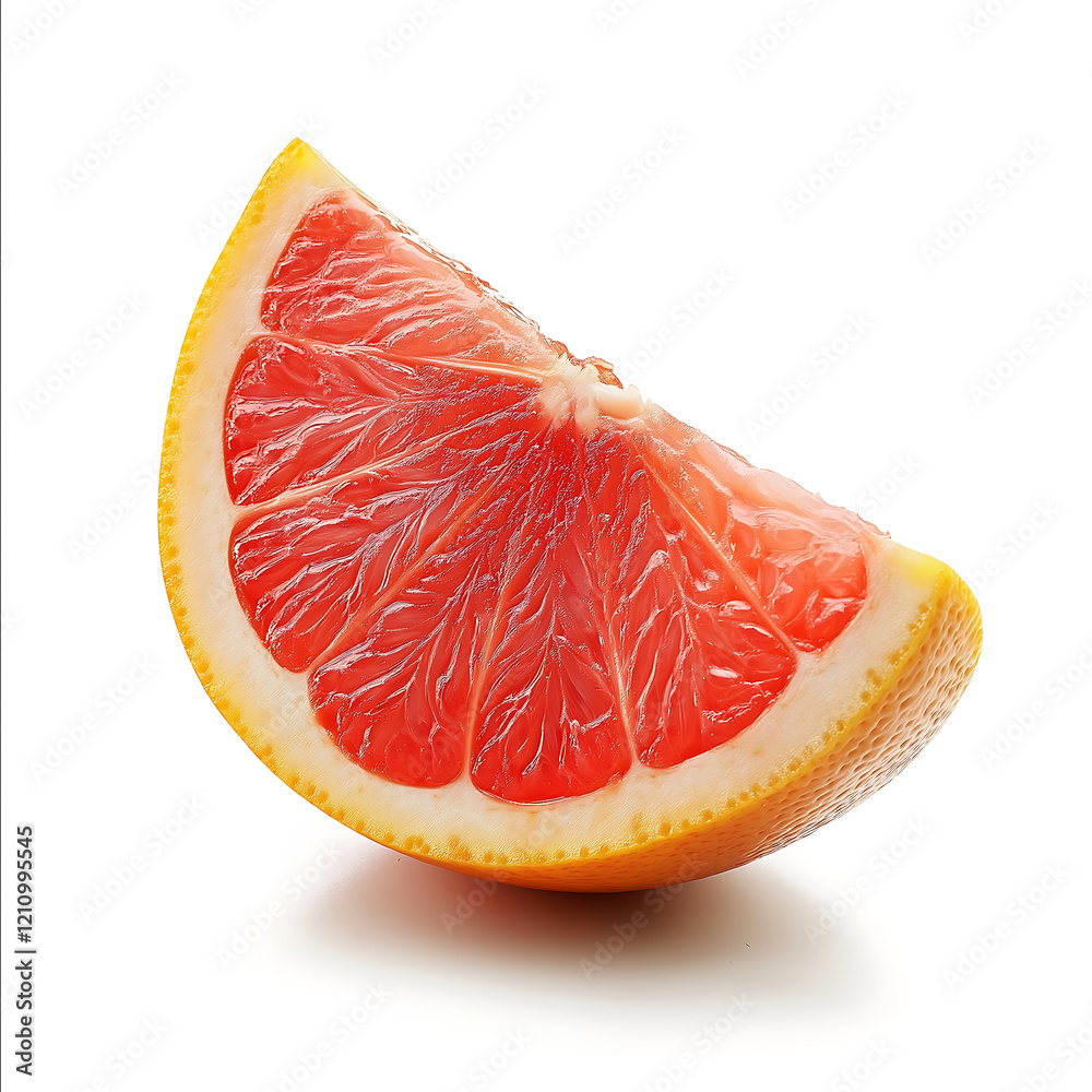 Ultrarealistic closeup of a wedge of grapefruit on a white background no shadow white backgroundhighly realistic front lit studio lighting high saturation and vibrant h Ultrarealistic closeup of a wedge of grapefruit on a white background no shadow white backgroundhighly realistic front lit studio lighting high saturation and vibrant h