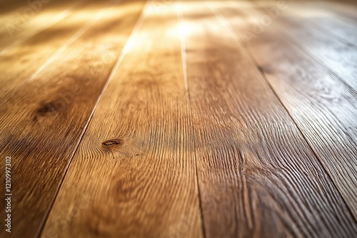 Wooden floor with sunlight coming through the window. Natural background. photo