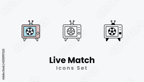 Live Match Icons thin line and glyph vector icon stock illustration