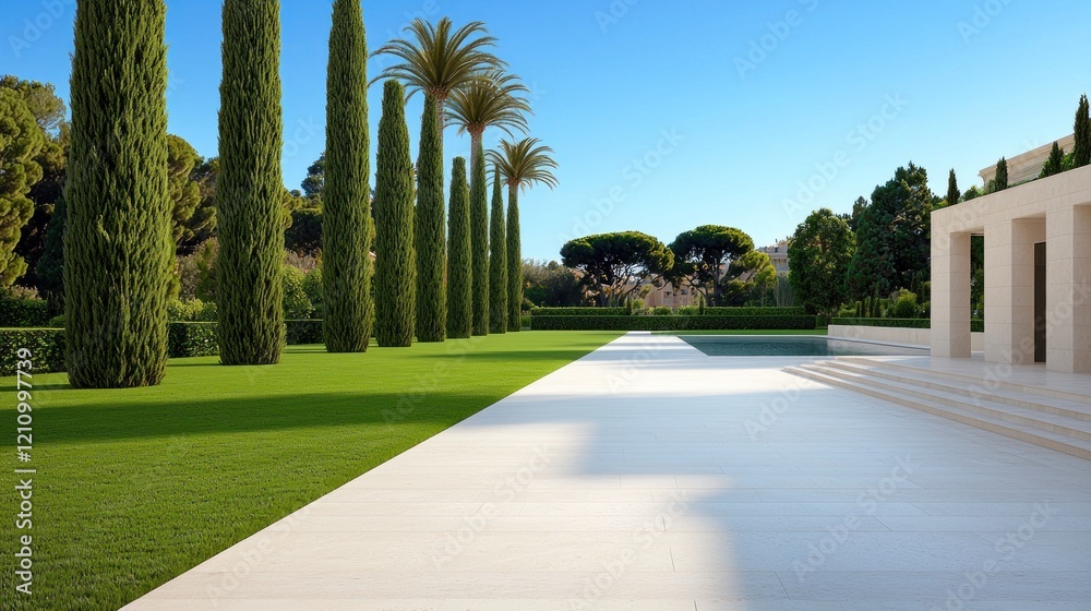 Fototapeta premium Luxury Villa Garden Pathway