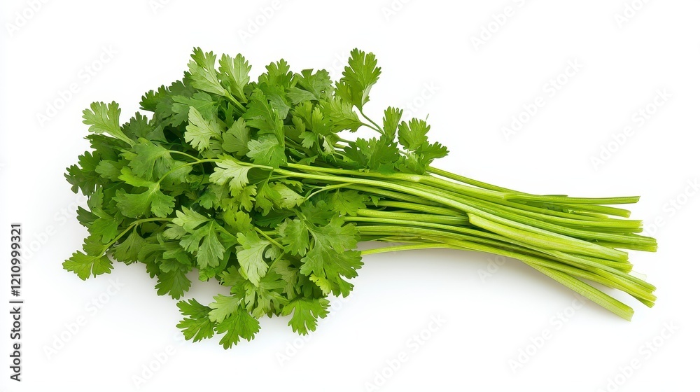 Vibrant Fresh Cilantro Bunch Isolated on White Background, Ideal for Culinary and Food Photography Projects Vibrant Fresh Cilantro Bunch Isolated on White Background, Ideal for Culinary and Food Photography Projects