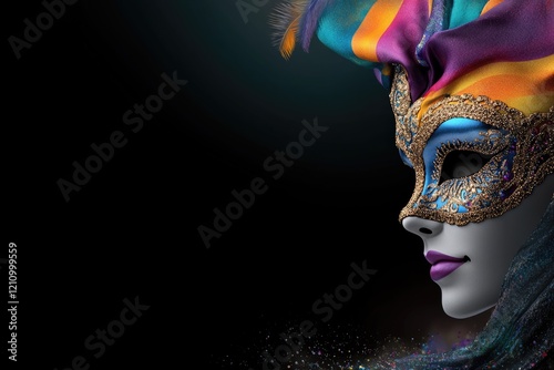 Enigma of celebration: carnival Venetian mask symbolizing secrecy, extravagance, crafted with exquisite detail, capturing spirit of centuries old traditions, mystique of masked revelers.