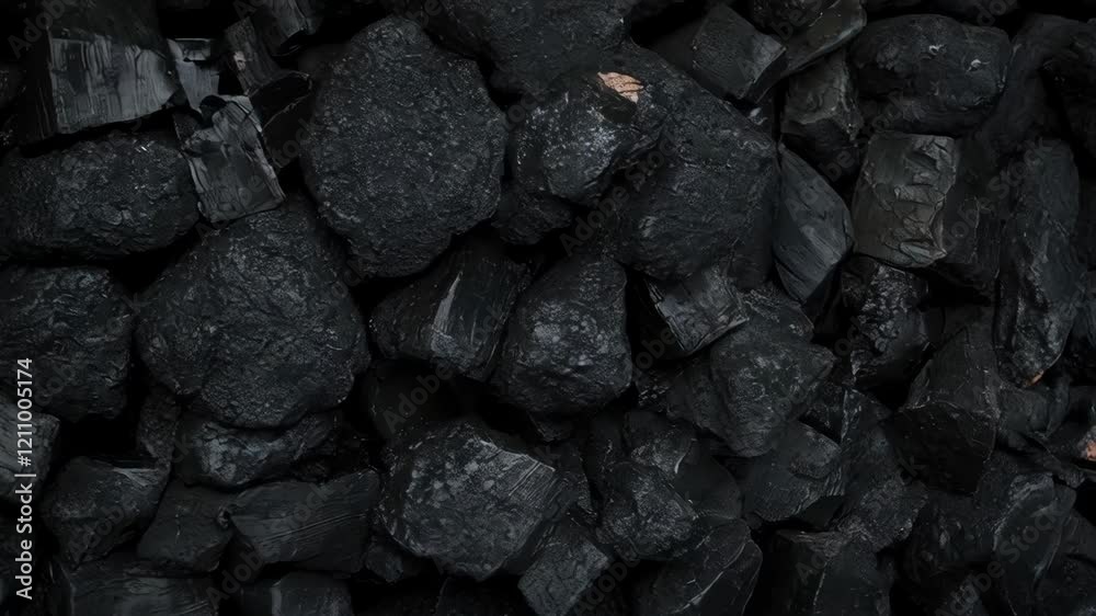 Coal transition: dark chunks shifting with subtle movement