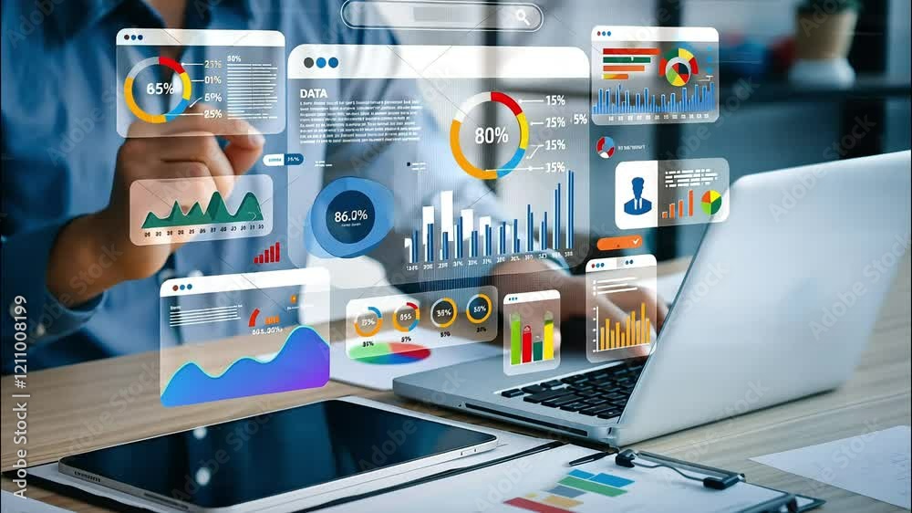 Work in the office. Analytics and market analysis, concept of growing