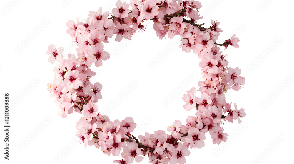 Beautiful Cherry Blossom Wreath Framed with Empty Center for Messages Beautiful Cherry Blossom Wreath Framed with Empty Center for Messages