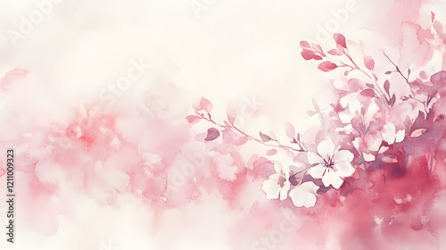 Wallpaper Mural Delicate Watercolor Blend featuring Cluster of Charming Spring Flowers Torontodigital.ca