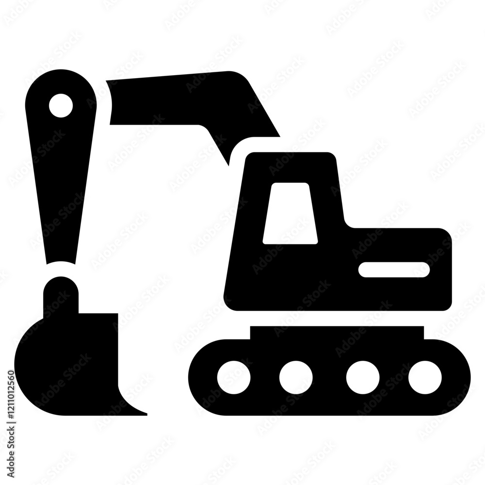 Excavator Glyph Icon