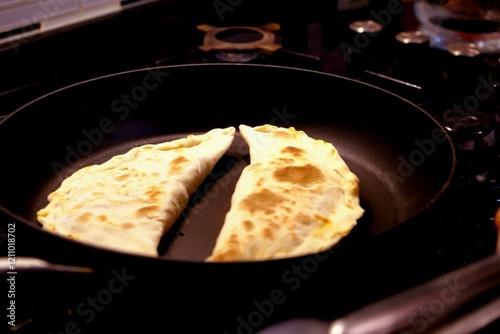 Wallpaper Mural Homemade pancake. Close-up view of Turkish culinary delicacy raw pastry on plate. Traditional Turkish cuisine.
 Torontodigital.ca