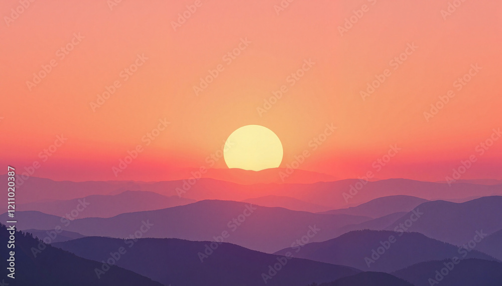 Sunset over mountains with warm orange gradient Sunset over mountains with warm orange gradient