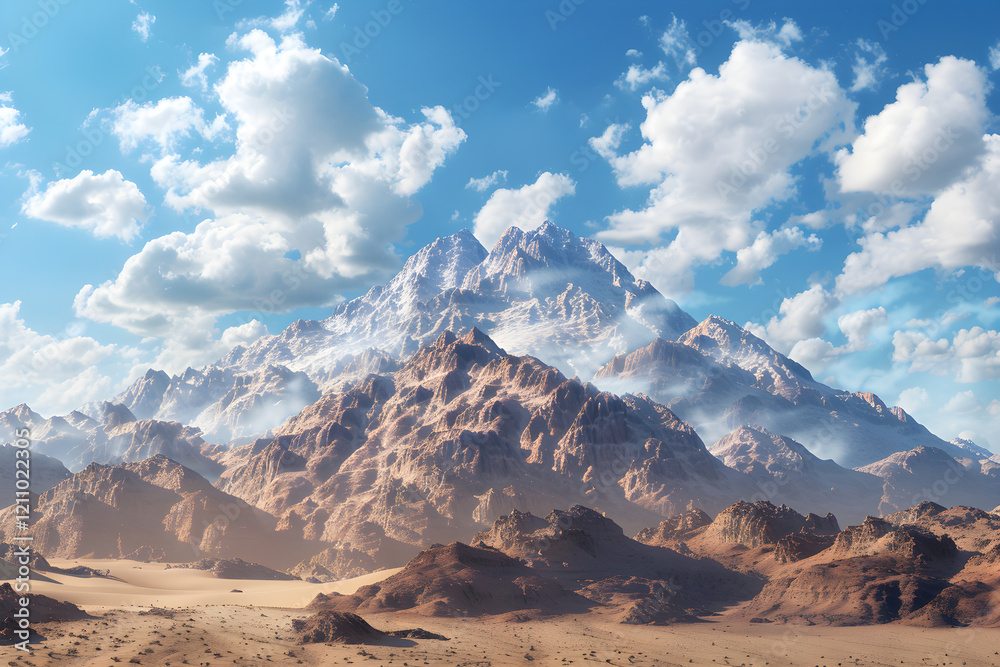 Fototapeta premium Sacred Solitude: An Enthralling Portrayal of the Majestic Mount Sinai amidst Bleak Desert Surroundings