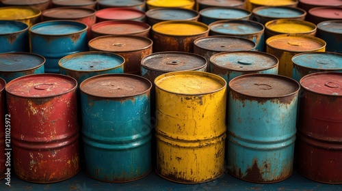 Wallpaper Mural Colorful metal oil barrels, cut ou Torontodigital.ca