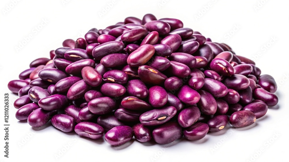 Purple Beans, Top View, Isolated White Background - Healthy Food Concept Stock Photo Purple Beans, Top View, Isolated White Background - Healthy Food Concept Stock Photo