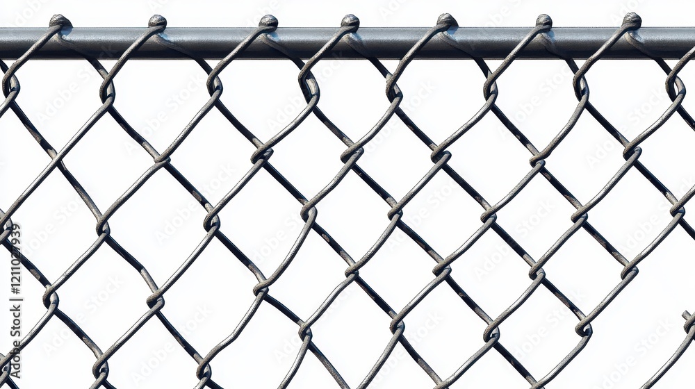 Fototapeta premium Chain link fence, cut out,white background