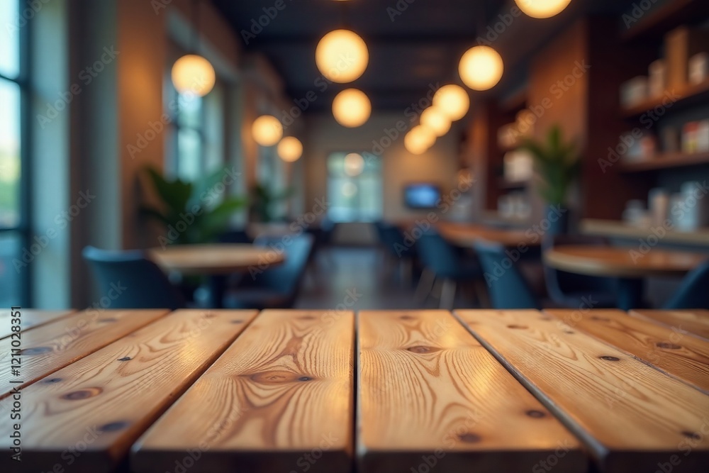 Cozy cafe interior with rustic wooden tables and warm lighting for a relaxing atmosphere. Cozy cafe interior with rustic wooden tables and warm lighting for a relaxing atmosphere.