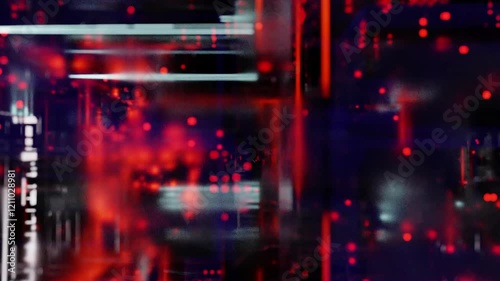 A cube with many red and blue lights inside