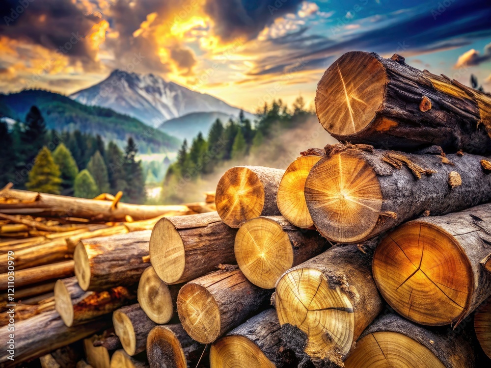Double Exposure Log Pile Photography: Textured Wood Stack Images Double Exposure Log Pile Photography: Textured Wood Stack Images