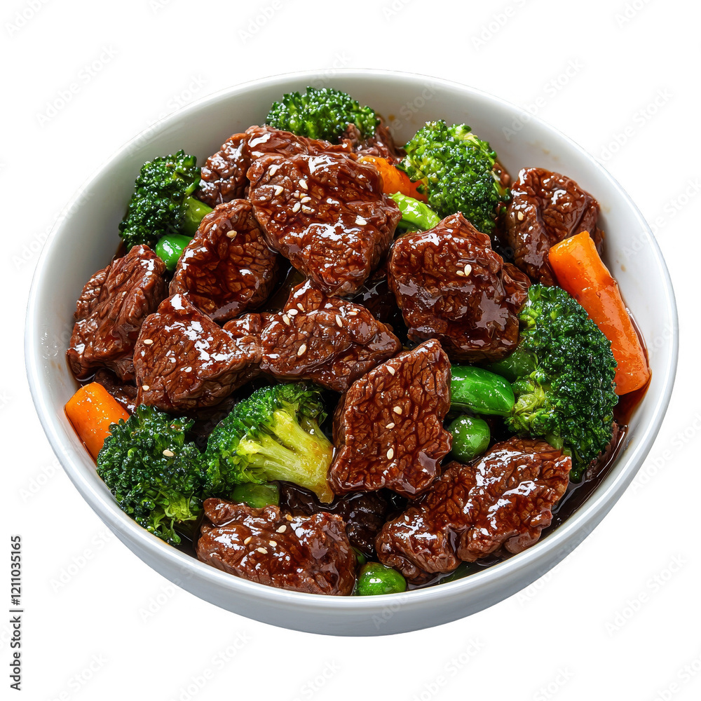 Delicious meat stir-fry with broccoli and carrots home kitchen food photography vibrant setting