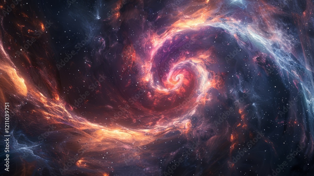 Twirling nebula with radiant colors and cosmic energy Twirling nebula with radiant colors and cosmic energy