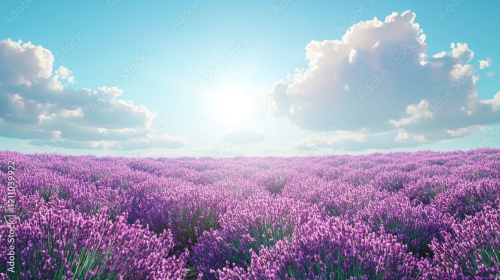 Fototapeta premium Sunny lavender field landscape.