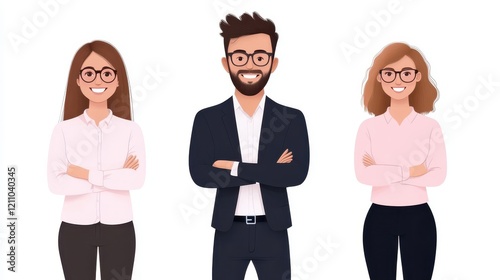 Business team, professional, white background