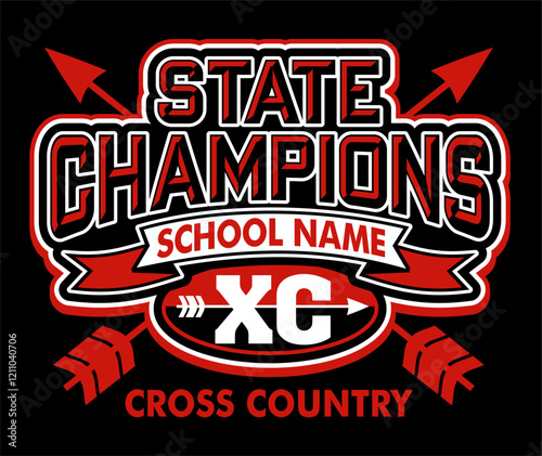 state champions in cross country with banner for school, college or league sports