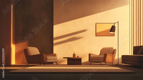 Sunlit Modern Living Room With Two Armchairs