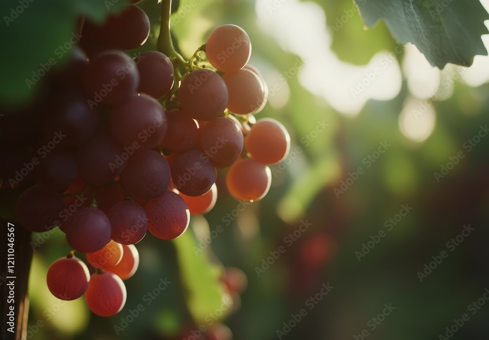 Ripe red grapes on vine at sunset. Ripe red grapes on vine at sunset.