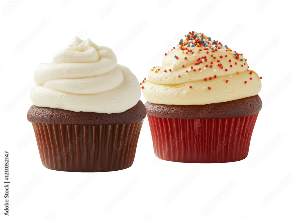 Vibrant Cupcakes: A Tempting Assortment of Flavorful Delights Against a Crisp White Background Vibrant Cupcakes: A Tempting Assortment of Flavorful Delights Against a Crisp White Background