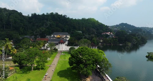 Temple of the Sacred Tooth Relic, Kandy, Sri Lanka - UNESCO World Heritage Centre. Aerial Drone Shot