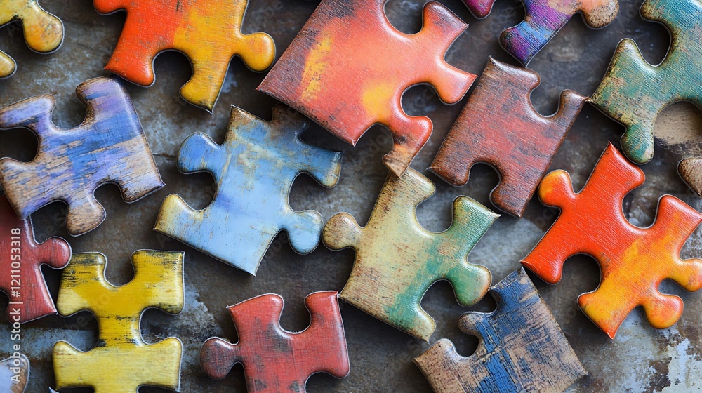 The concept of collaboration and teamwork is shown by hands linking puzzle pieces in a corporate setting, with business people coming together to complete the jigsaw for a charitable endeavor.