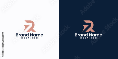 letter r and arrow logo