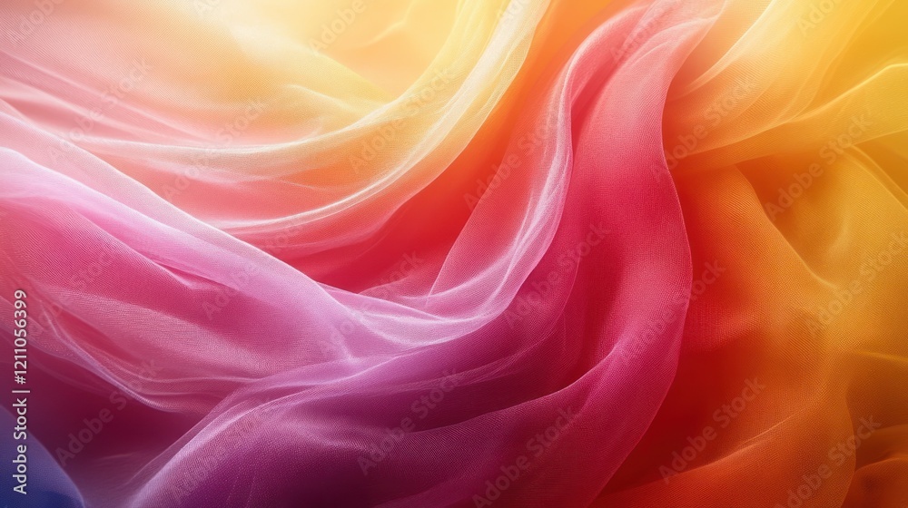 Obraz premium Colorful flowing fabric drapes gracefully, creating a vibrant and soft background ideal for design