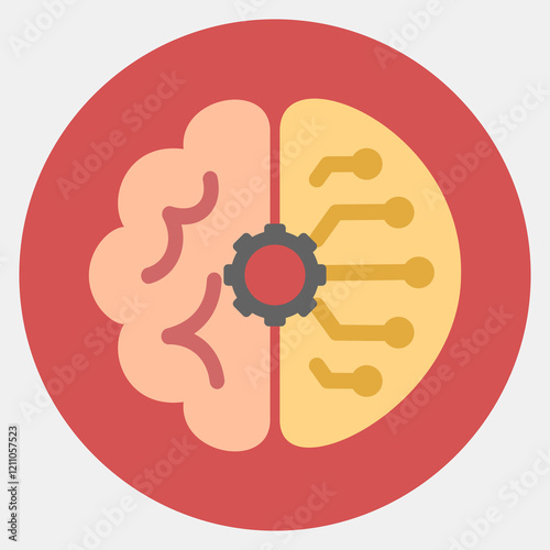 Icon artificial intelligence. Artificial intelligence elements. Icon in color mate style.