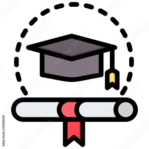 Academic Degrees Outline Color Icon