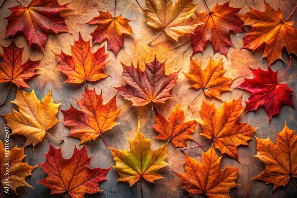 Autumnal Maple Leaf Collection A Vibrant Display of Fall Foliage on a Textured Background Autumnal Maple Leaf Collection A Vibrant Display of Fall Foliage on a Textured Background