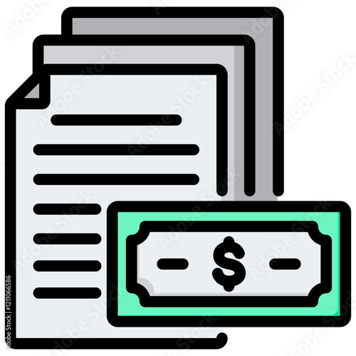 Documentation Fee Outline Color Icon