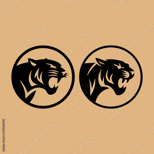 anger panther in circle logo illustration