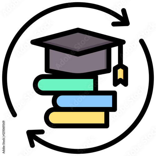 Continuing Education Outline Color Icon