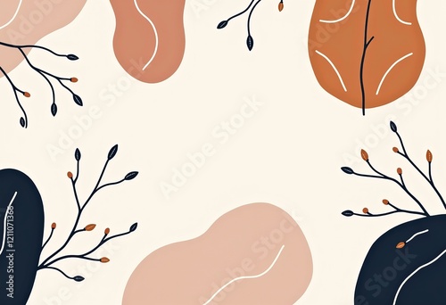 ミニマリストの幾何学的形状：ミュートされたパステルカラーのシンプルな線のアート。純粋な白い背景のモダンで洗練されたシームレスパターン。

