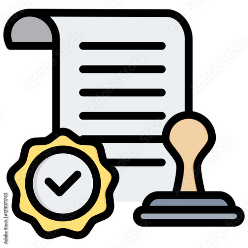 Notary Outline Color Icon