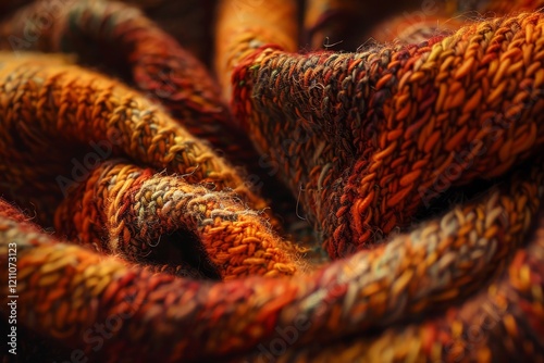 Macro shot of colorful boucle fabric texture for design inspiration photo