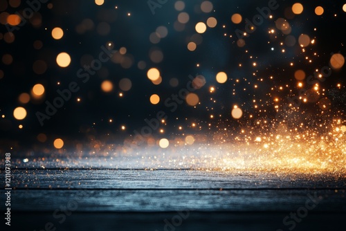 Wallpaper Mural Sparkling lights create a magical atmosphere in a dimly lit wooden space Torontodigital.ca