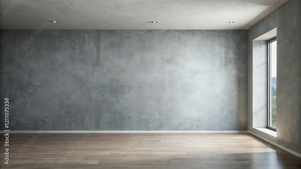 Empty Room with Textured Wall and Sunlight Streaming Through Window Empty Room with Textured Wall and Sunlight Streaming Through Window