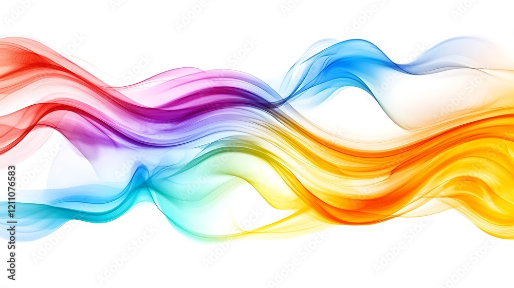 Fototapeta premium Colorful Abstract Waves Flowing Gracefully Across White Background