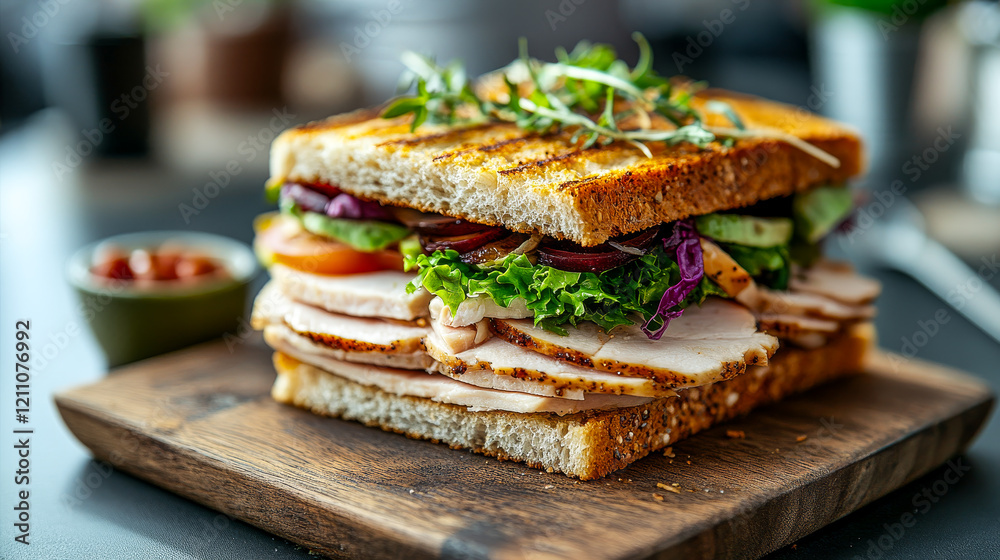 Delicious Grilled Turkey Sandwich with Avocado and Tomatoes, Delicious Grilled Turkey Sandwich with Avocado and Tomatoes,