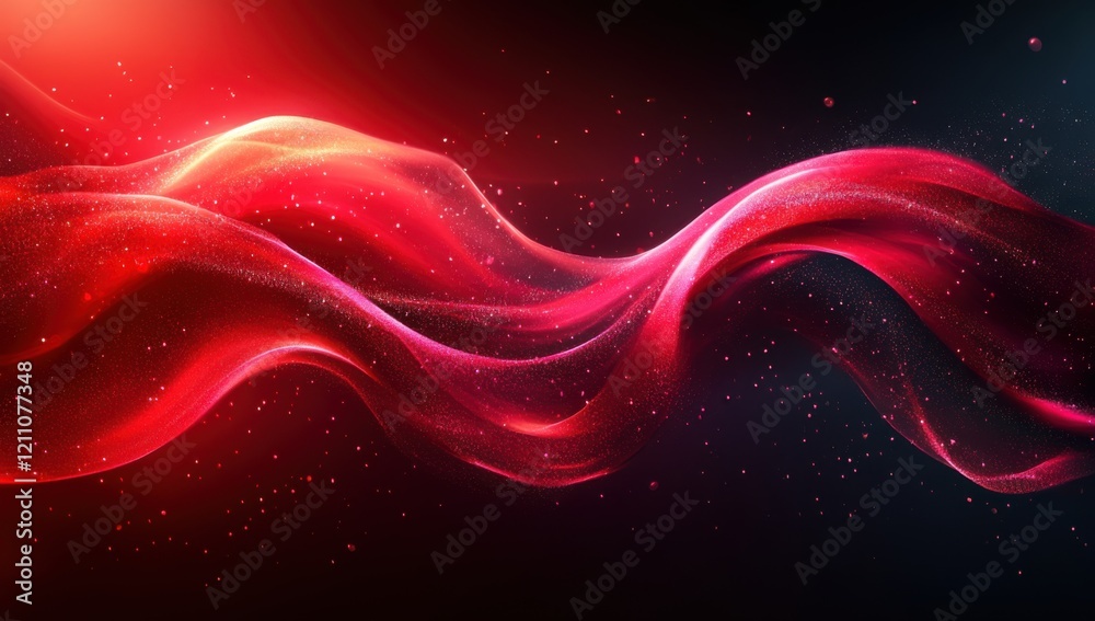 Abstract Red Wave of Light and Particles Abstract Red Wave of Light and Particles
